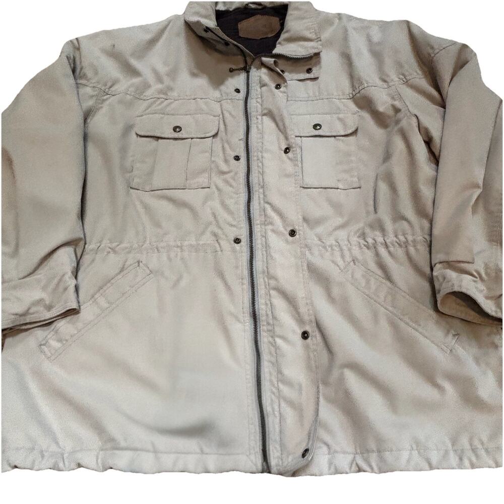 Woolrich Vintage USA Made Khaki Tan XL Field Jacket Wool Plaid Lined Safari*